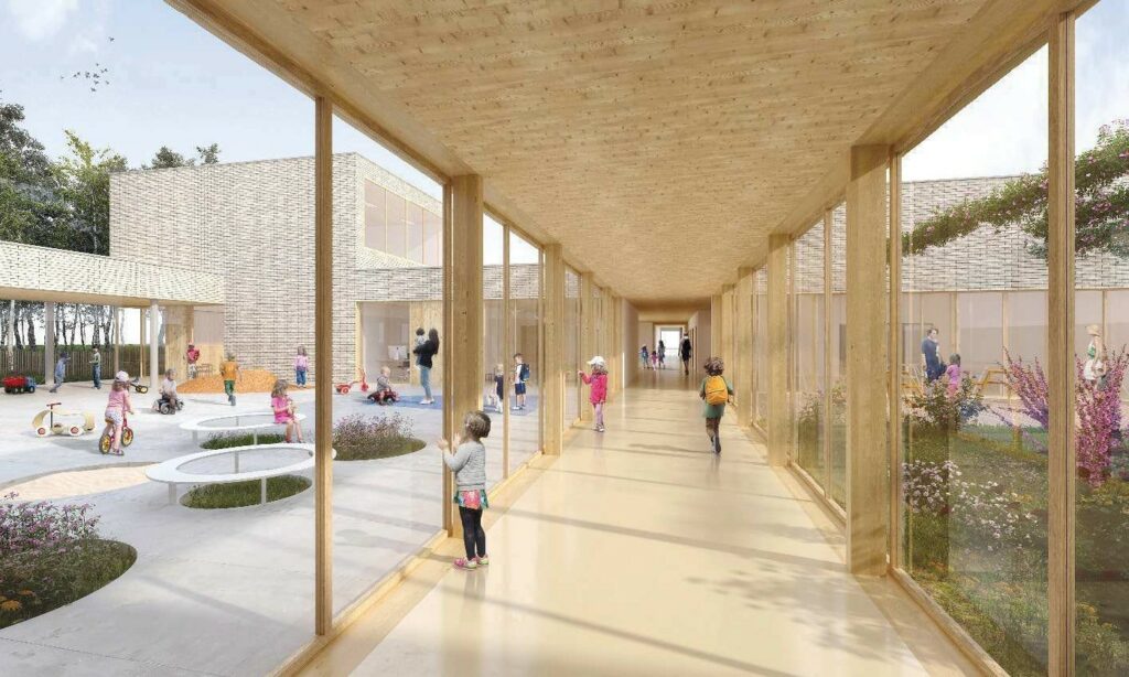 esquisse couloir vue cour interieure